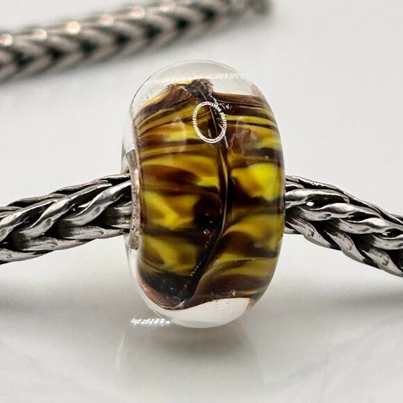TROLLBEADS Brown & Yellow Tiger’s Tail Unique 925S NEW! Rare Find - Picture 9 of 10